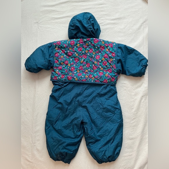 Oshkosh vintage 24m Teal Floral Baby Snowsuit - Picture 3 of 6